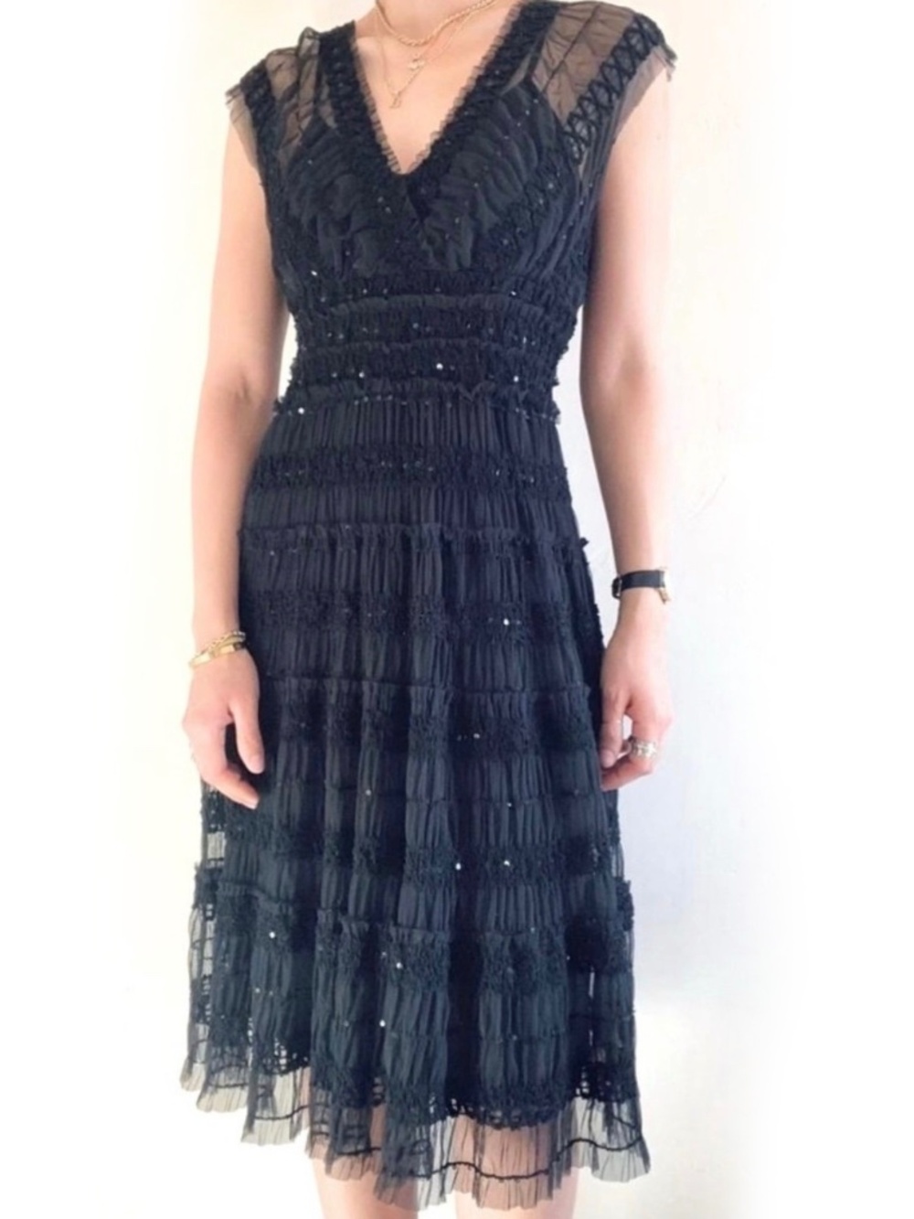 Max Studio Black Lace/Tulle Cocktail Dress/Prom/Wedding - Size M (A209)